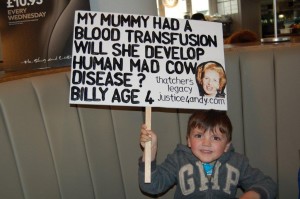 Billy H with poster thatcher and blood